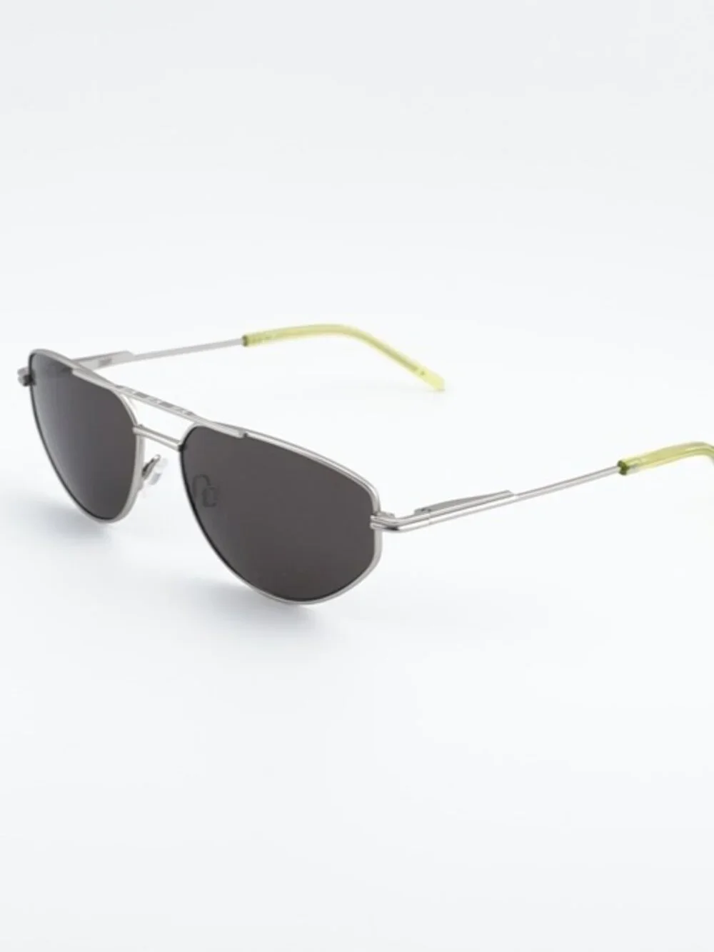 DKNY DK117S 045 Sunglasses Satin Silver Square Frame, Kiwi Lenses